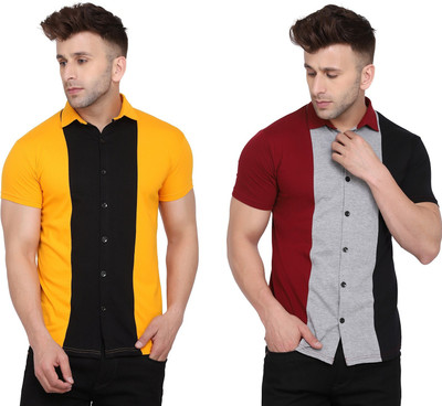 GEUM Men Solid Casual Multicolor Shirt(Pack of 2)