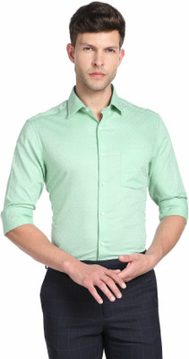 ARROW Men Self Design Formal Green Shirt
