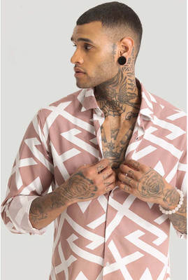 TSFAASHIONHUB Men Printed Casual Pink Shirt