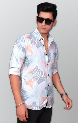 KRISHNA Men Printed Casual Light Blue Shirt