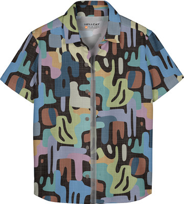 Hellcat Boys Printed Casual Green Shirt