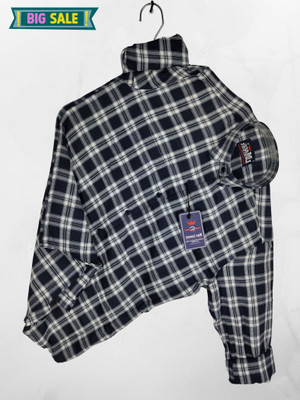 VK CREATTION Men Striped Casual Dark Blue, White Shirt