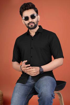 Adore Men Solid Casual Black Shirt