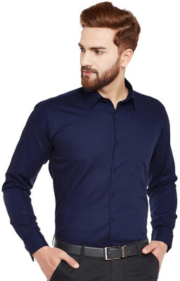 Zabolo Men Solid Casual Dark Blue Shirt