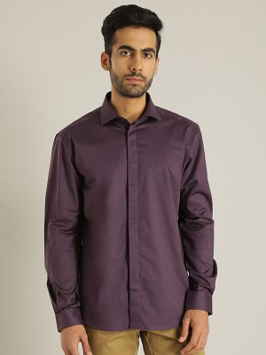 INDIAN TERRAIN Men Solid Casual Purple Shirt