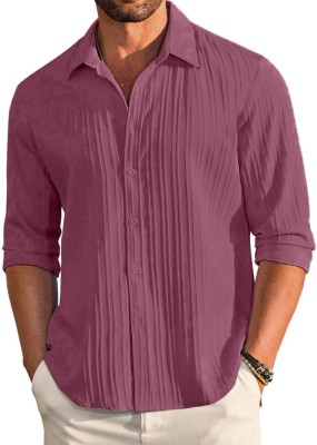 Sam Unique Man Men Self Design Casual Purple Shirt