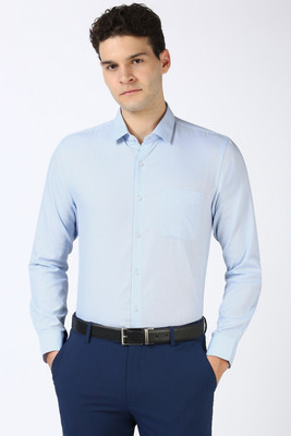 PETER ENGLAND Men Self Design Formal Light Blue Shirt