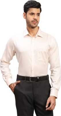 Raymond Men Self Design Formal Beige Shirt