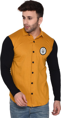 BEYOU FASHION Men Printed Casual Yellow, Black Shirt