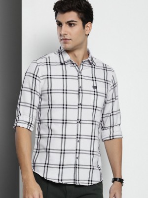 The Indian Garage Co. Men Checkered Casual White Shirt