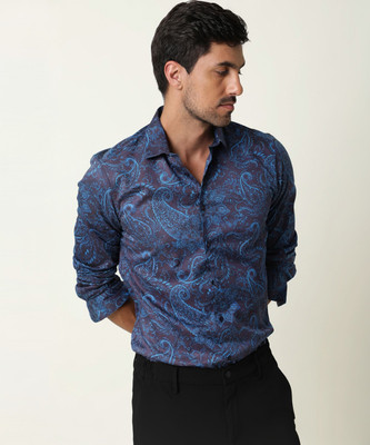 RARE RABBIT Men Printed Casual Light Blue, Purple Shirt