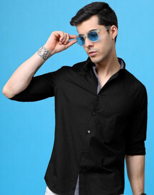 LAXMI TRENDING Men Solid Casual Black Shirt