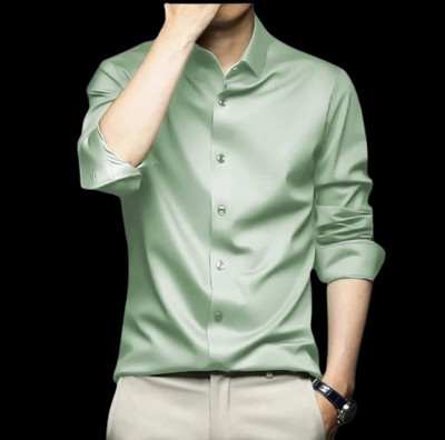 BROCON Men Solid Casual Light Green Shirt