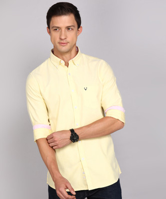 Allen Solly Men Solid Casual Yellow Shirt