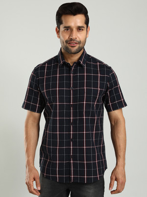 INDIAN TERRAIN Men Checkered Casual Blue Shirt