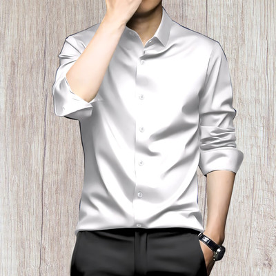 SATADHAR ENTERPRISE Men Solid Formal White Shirt