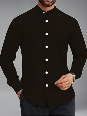 BHUVIKOO Men Solid Casual Black Shirt