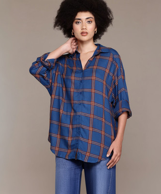 Roadster Women Checkered Casual Blue Shirt