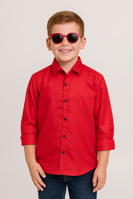 HouseOfCommon Boys Solid Casual Red Shirt