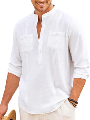 MACSIVO Men Solid Straight Kurta(White)