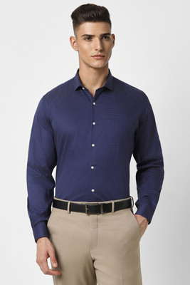 PETER ENGLAND Men Polka Print Formal Blue Shirt
