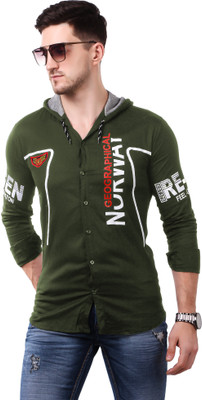 Plus91 Men Checkered Casual Green Shirt