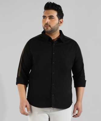 Instafab Plus Men Solid Casual Black Shirt