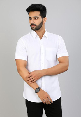trendfeverstore Men Solid Casual White Shirt