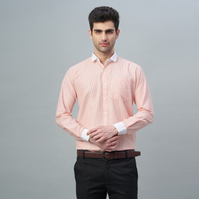 Swoke Men Striped Casual Orange Shirt
