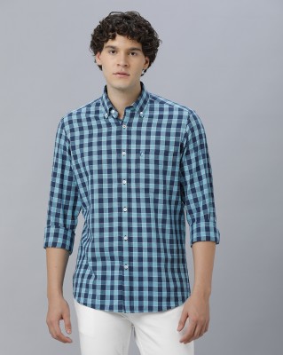 CAVALLO BY LINEN CLUB Men Checkered Casual Blue, Dark Blue, Light Blue Shirt