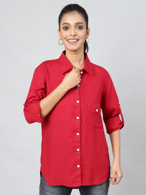 Daevish Women Solid Casual Red Shirt