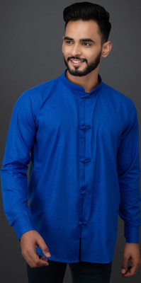 FURBO Men Solid Casual Blue Shirt