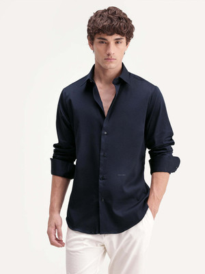 RARE RABBIT Men Solid Casual Dark Blue Shirt