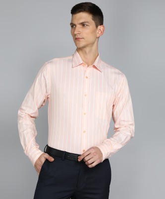 Raymond Men Checkered Formal Orange Shirt