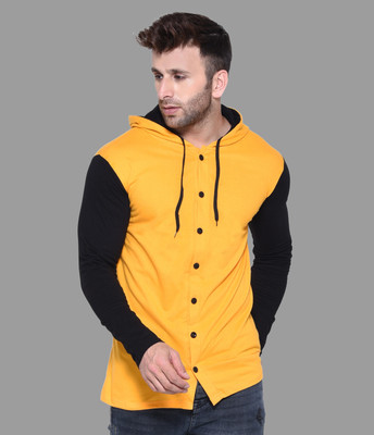 tfurnish Men Solid Casual Black, Yellow Shirt