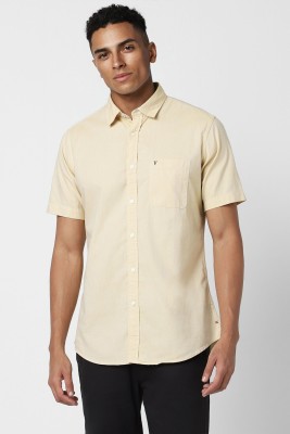 VAN HEUSEN Men Self Design Casual Beige Shirt