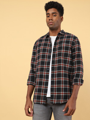 Wrangler Men Checkered Casual Black Shirt