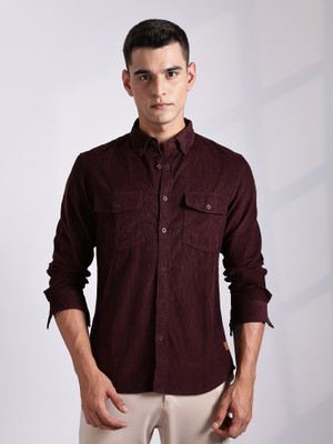 THOMAS SCOTT Men Self Design Casual Maroon Shirt