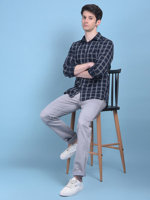 CRIMSOUNE CLUB Men Checkered Casual Blue Shirt
