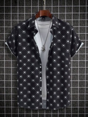 Marmic Fab Men Printed Casual Black Shirt