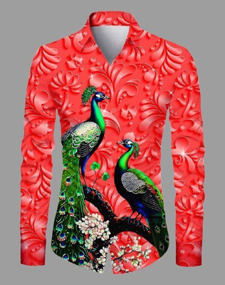 SHIV FASHION Men Printed Formal Red Shirt