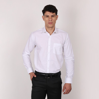 Pecific Designer Men Solid Formal White Shirt
