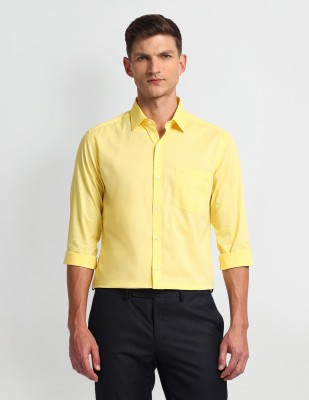 ARROW Men Solid Formal Yellow Shirt