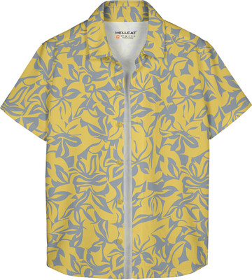 Hellcat Boys Printed Casual Yellow, Grey Shirt
