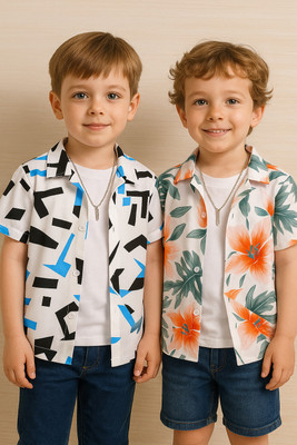 SHVFashion Boys Printed Casual Multicolor Shirt(Pack of 2)
