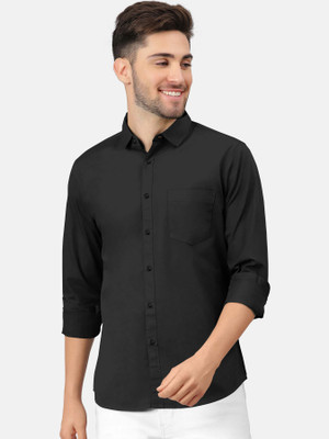 HouseOfCommon Men Solid Casual Black Shirt