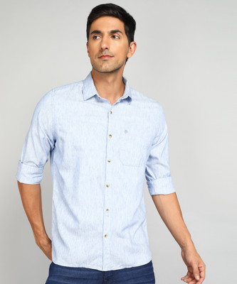 WROGN Men Self Design Casual Blue Shirt