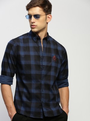 Showoff Men Checkered Casual Blue Shirt