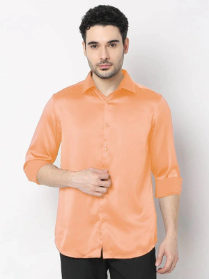 SOLSTICE Men Solid Formal Orange Shirt