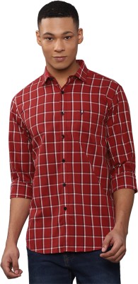 Allen Solly Men Checkered Casual Maroon Shirt